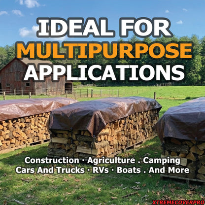 20' x 40' Brown Super Ultra Heavy-Duty Tarp – 20 Mil Waterproof & UV-Resistant 20x40 - Large Outdoor Tarp, Waterproof Cover for Rain Camping, Tent, UV Protection, Reinforced Corners