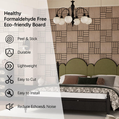 ARMURO 4 Packs Acoustic Wall Panels - Self-Adhesive 3D Wood Slat Wall Panel- Peel and Stick Sound Absorbing Panels for Noise Reducing - Feature Wall Decor for Home & Office