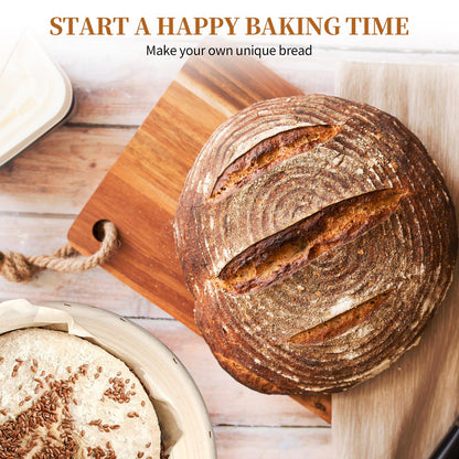 Dimpola Banneton Bread Proofing Basket - 9 inch Banneton Basket Set of 2 Sourdough Proofing Basket Round Proofing Bowls Handmade Rattan Baskets and Liners