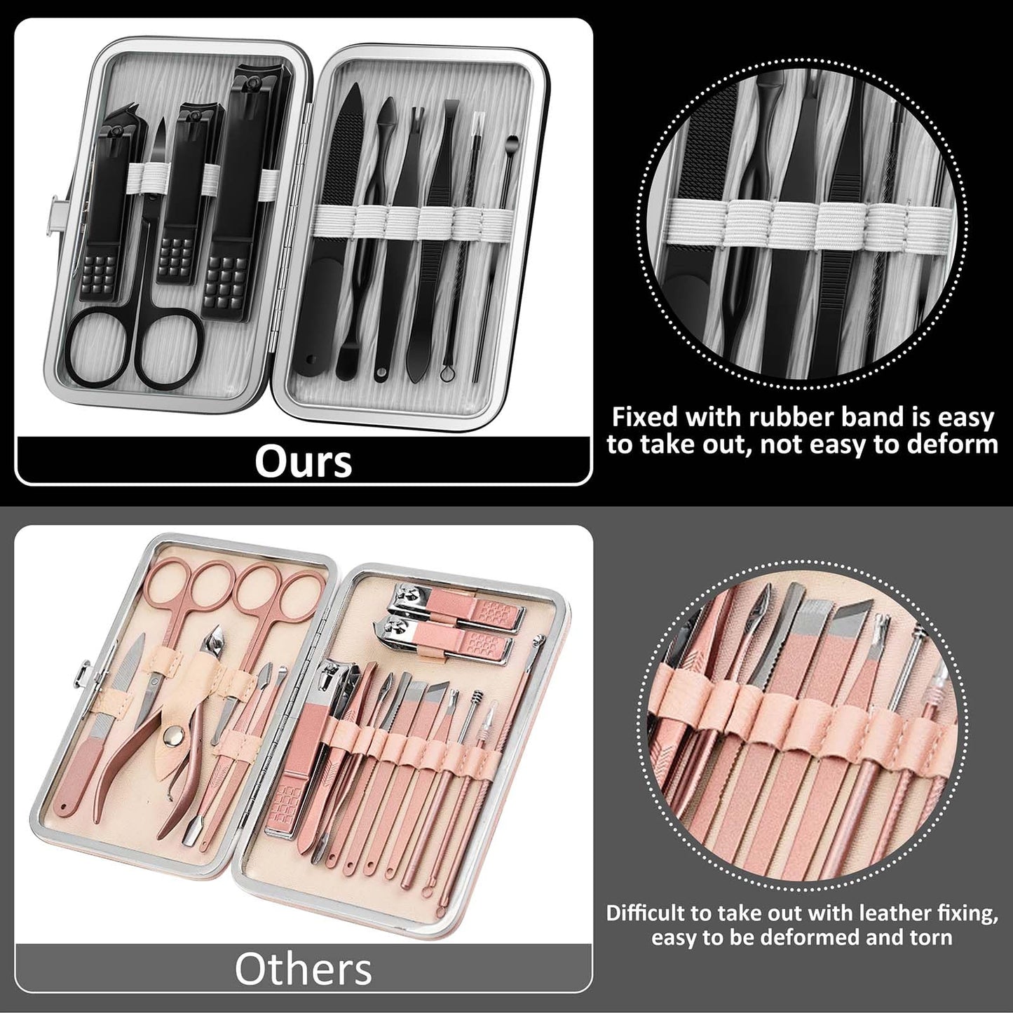 BLESWIN 10-Piece Nail Care Kit, Professional Manicure Set with Green Leather Case, Ideal for Women & Men