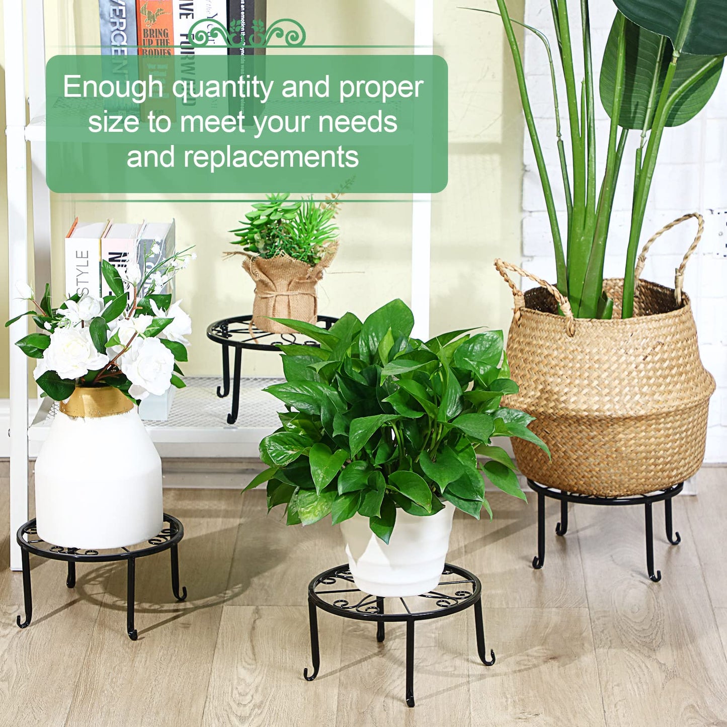 Maitys 12 Pack Metal Plant Stands Outdoor Indoor Heavy Duty Flower Potted Holder Anti-Rust Plant Pot Shelf Round Flower Display Rack for Porch Garden(Black)