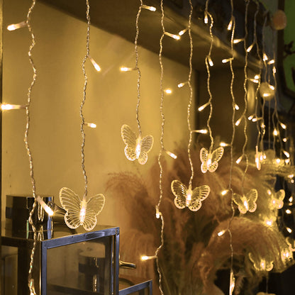 YOLIGHT Butterfly Curtain Lights 13ft 96 LED Fairy Light 8 Modes String Lights with Remote, Butterfly Hanging Decoration for Girls Room Bedroom Wall Ceiling Party Wedding Christmas (Warm White)
