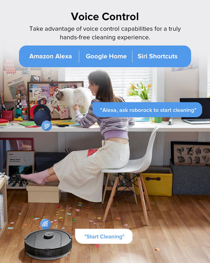 roborock Q5 Pro+ Robot Vacuum and Mop, Self-Emptying, 5500 Pa Max Suction, DuoRoller Brush, Hands-Free Cleaning for up to 7 Weeks, Precise Navigation, Perfect for Hard Floors, Carpets, and Pet Hair