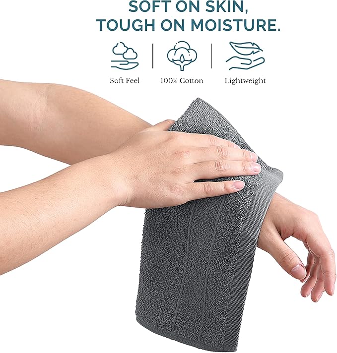 Casa Platino Wash Cloths Pack of 12-100% Cotton Washcloths