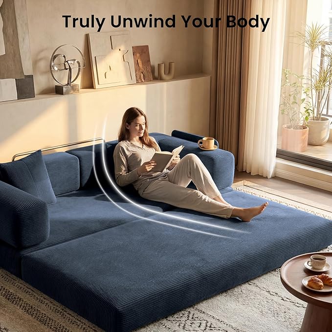 78.8" Convertible Sofa Bed, Corduroy Futon Couch