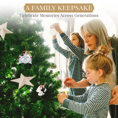 Personalized Wedding Christmas Ornament 2025 | Free 24h Customization | Laser Engraved Couple Christmas Ornaments for Tree | Custom Gift Wrapped Just Married Car Keepsake for Newly Weds, Bride & Groom