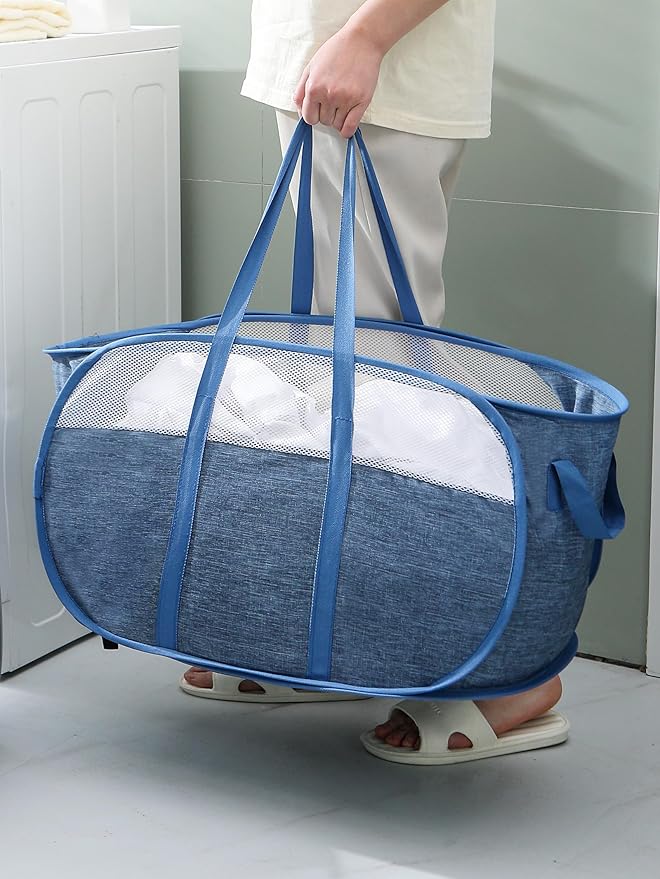 pop-up laundry basket，with Durable Handles collapsible Mesh laundry Hamper