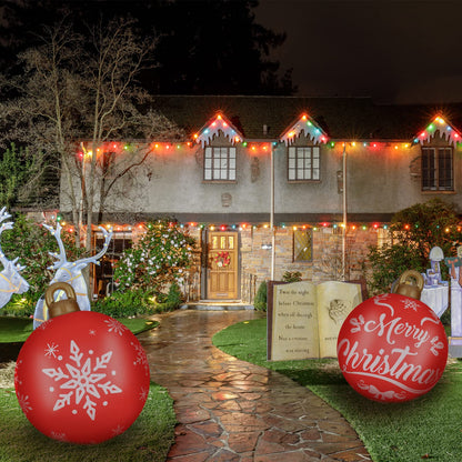 2 Pieces 32 Inch Giant PVC Inflatable Christmas Decorated Ball Ornaments Outdoor Large Xmas Blow Ball Decorations for Christmas Themed Party Ornaments(Elk Xmas Tree Style,Red)
