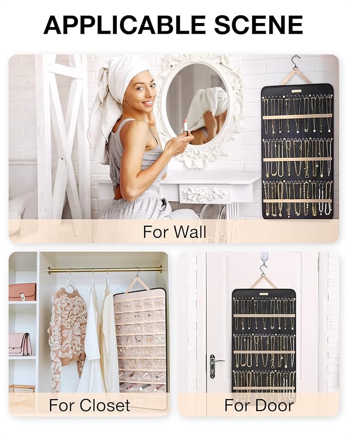 BAGSMART Hanging Jewelry Organizer Storage Roll