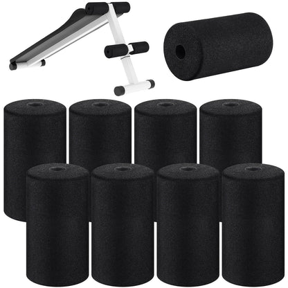 Deekin 8 Pieces Foam Foot Pads Rollers Set High Density Foam Roller for Gym Exercise Machines Equipment Replacements Exercise Massage Muscle Recovery, 6.3" x 3.4" OD x 0.87" ID
