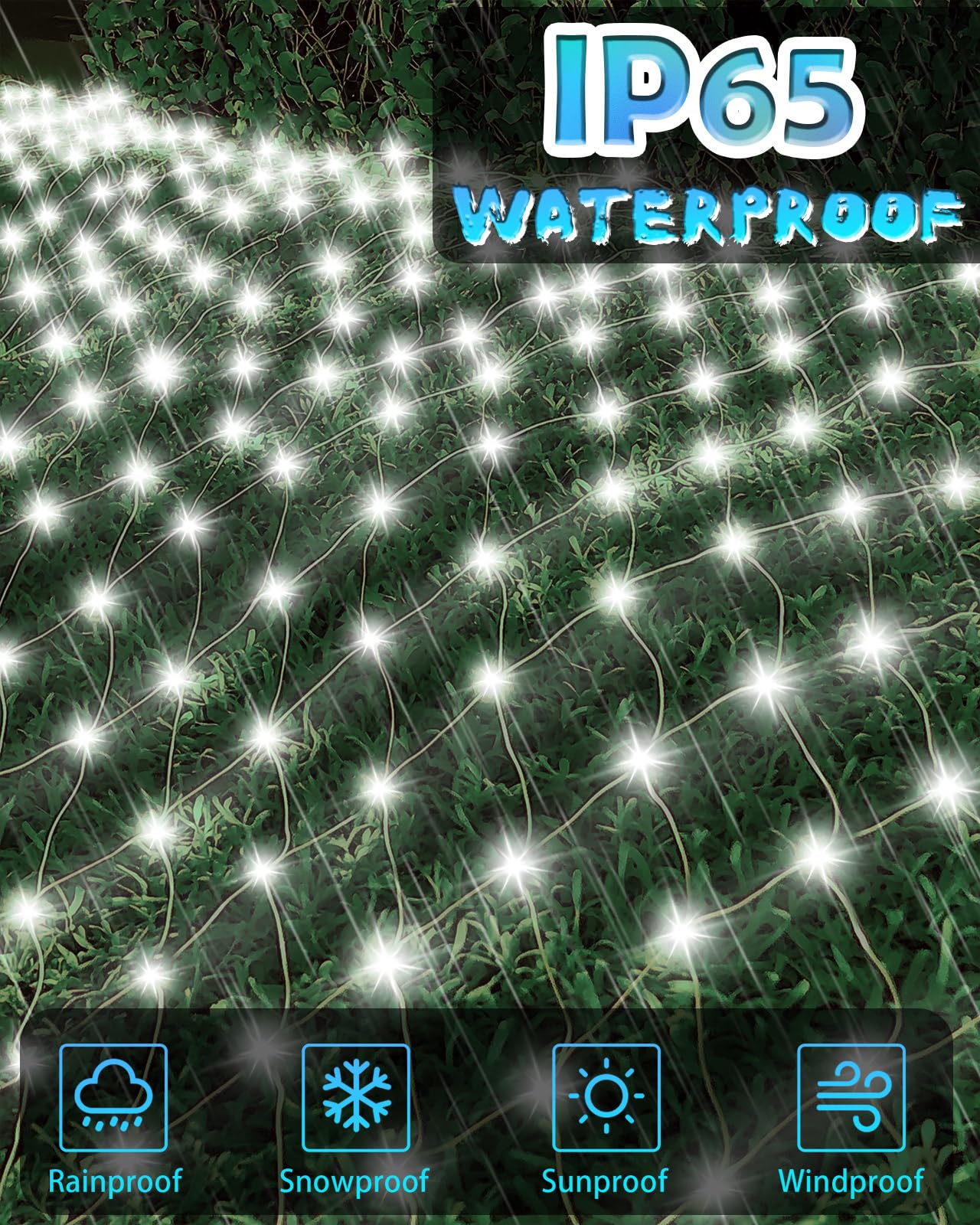 Coroor Christmas Net Lights 9.8ft x 6.6ft, 200 LED Outdoor Mesh Lights with 8 Modes, Waterproof Bush String Lights for Home Garden Yard Xmas Decorations Connecable, Timer (Cool White)