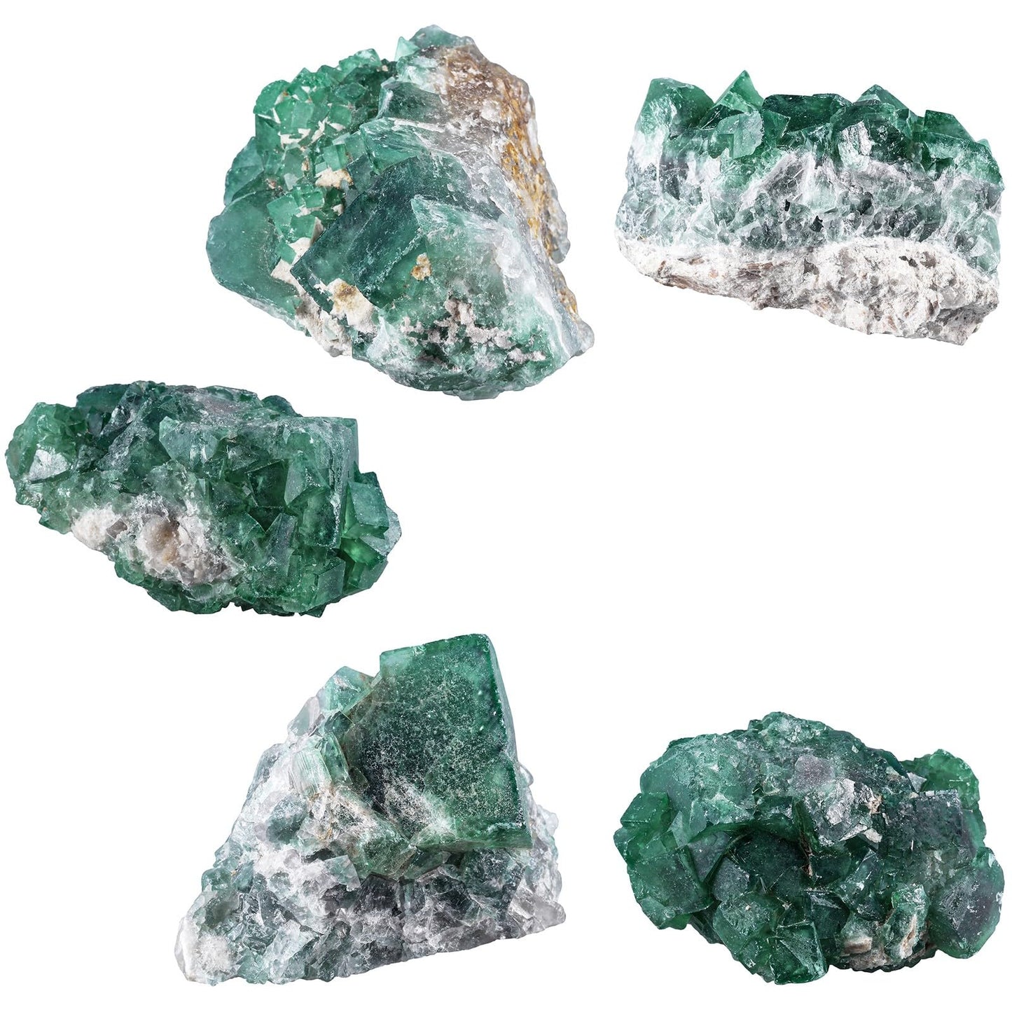 moonsix Natural Green Fluorite Rough Stone Healing Crystal Cluster Specimen Decor for Wicca, Collection, Display (45-120 mm)