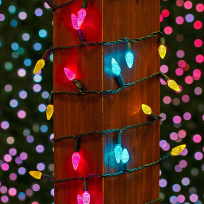 Novelty Lights 24FT 70 LED C6 Easter String Lights - Outdoor Spring Tree Commercial Grade Decorations (Yellow/Teal/Pink)