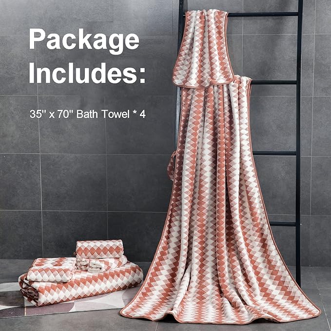Bath Towel Set 4 Pack-35x70 Towel, Extra Large Bath Sheet Ultra Soft Bathroom