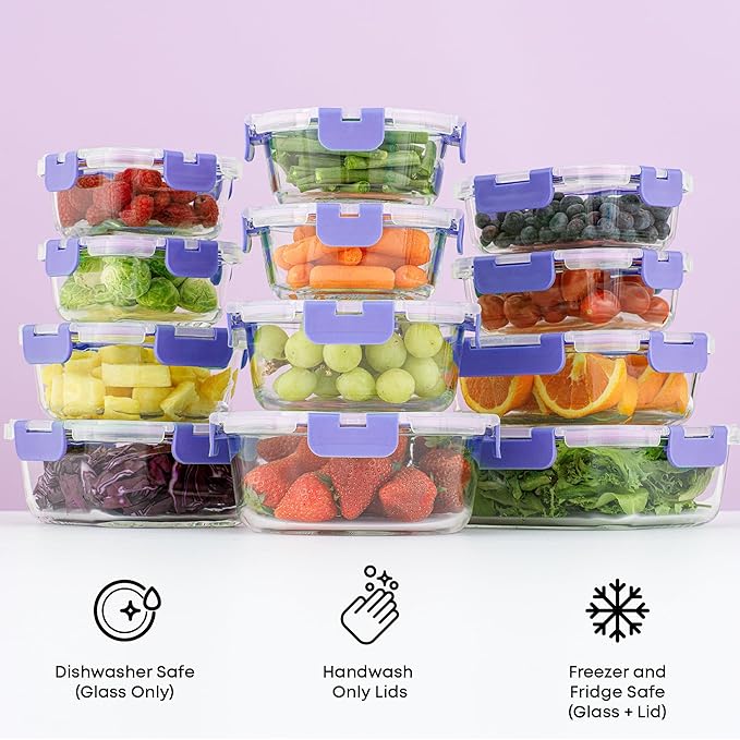 JoyJolt 24pc Borosilicate Glass Storage Containers