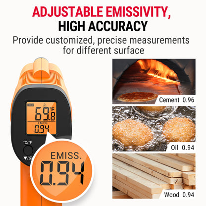 ThermoPro Temperature Gun, Infrared Thermometer Gun with Laser Pointer, Meat Thermometer Digital with Super Long Probe, Food Thermometer for Cooking, Laser Thermometer Gun -58℉-1022℉ Not for Human
