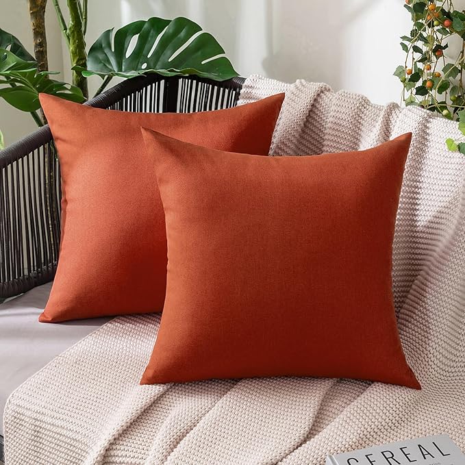 MIULEE Pack of 2 Decorative Outdoor Solid Waterproof Throw Pillow Covers Faux