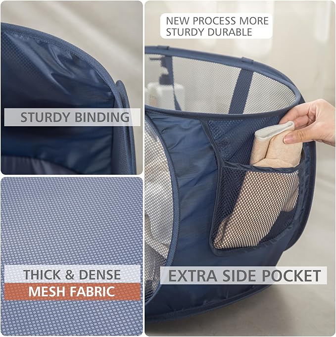 HONOMA Sturdy Mesh Laundry Hamper Basket Bag, Pop up Basket
