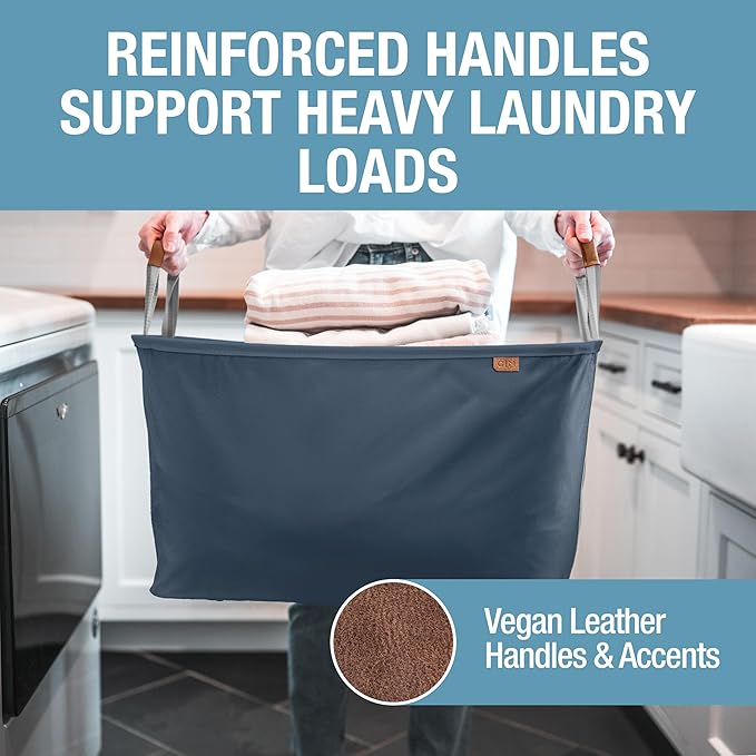 CleverMade Collapsible Laundry Basket LUXE 2 Pack – 60 L Foldable Cotton Blend