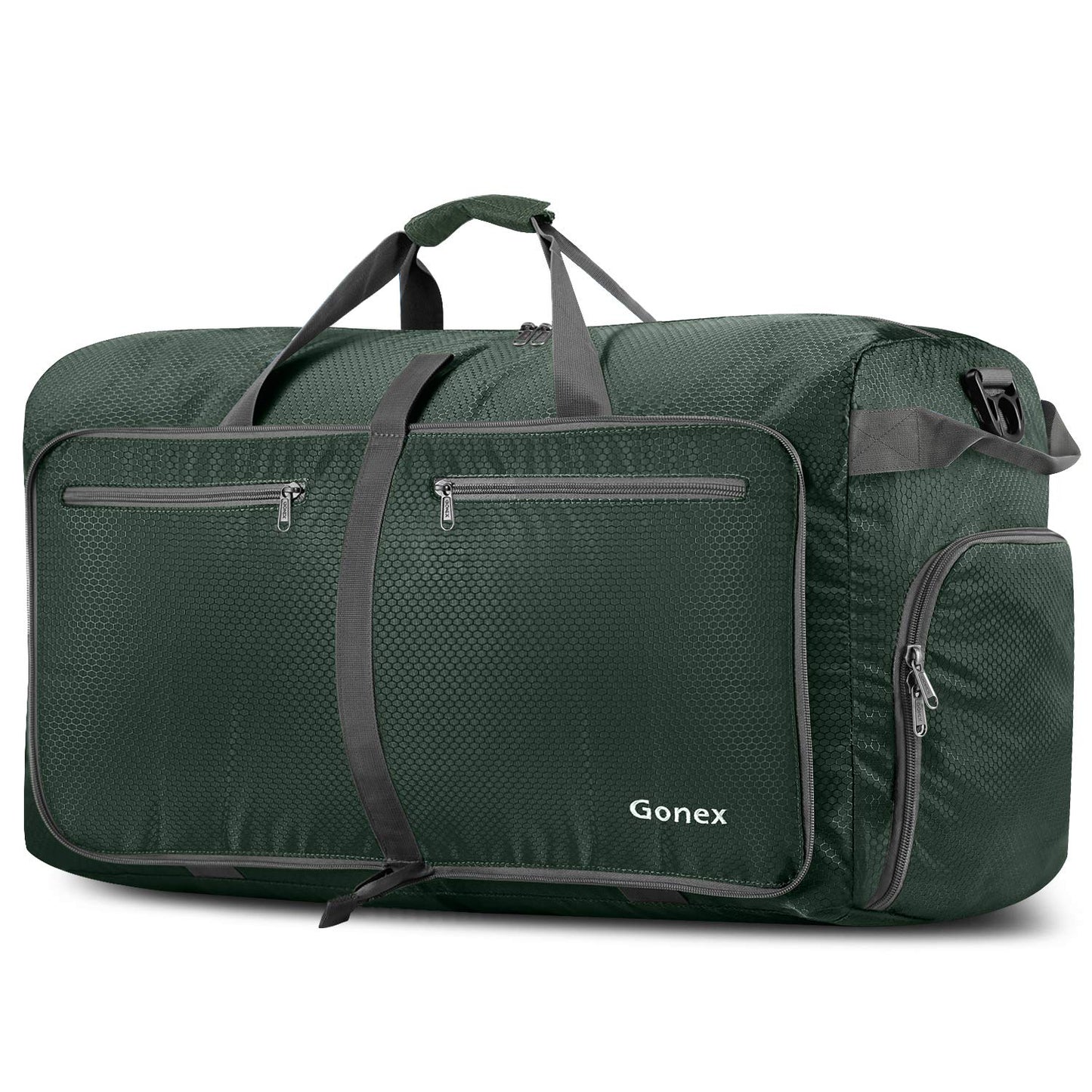 Gonex 80L Packable Travel Duffle Bag Foldable Duffel Bags for Luggage Gym Sports Camping Travelling Cycling Storage Shopping Water & Tear Resistant Dark Green