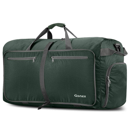 Gonex 80L Packable Travel Duffle Bag Foldable Duffel Bags for Luggage Gym Sports Camping Travelling Cycling Storage Shopping Water & Tear Resistant Dark Green