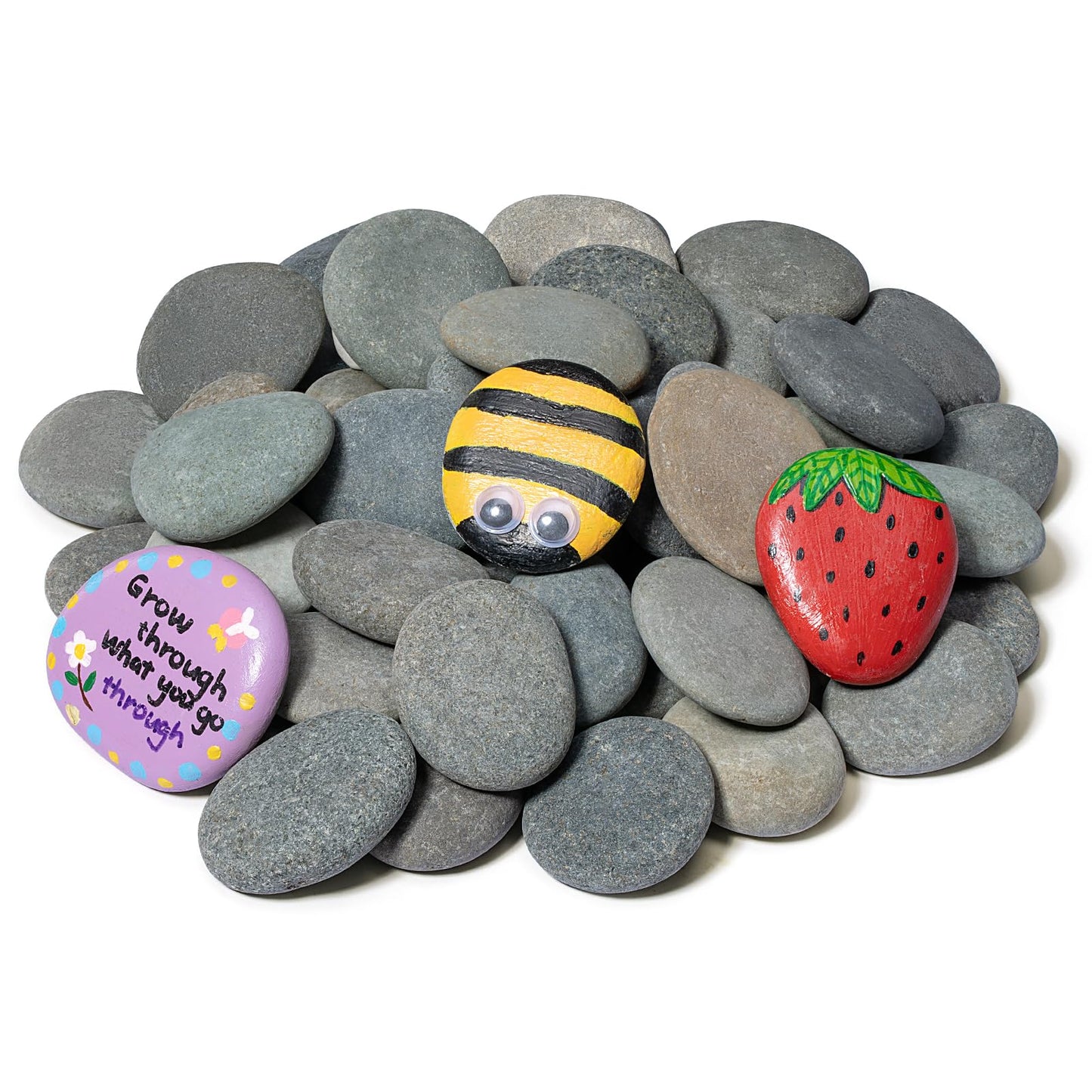 Simetufy 60 PCS Rocks for Painting, 1-2" Natural Flat DIY Painting Rocks, Smooth Stones for Crafts, Arts,Decoration, Kindness Rocks Garden Decoration