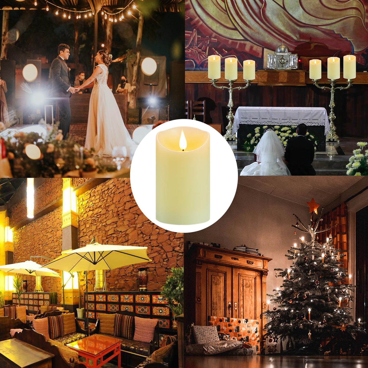 Guluto Flickering Flameless Candles with Rechargeable Battery, Electronic Candles with Remote and Timer, led Pillar Candles Real Wax Wick, led Candles for Home, Wedding, Halloween, Christmas 3" x 6"
