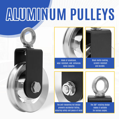wantiekid Upgraded 90mm Aluminum Alloy Cable Pulley Wheel for Home Gym System, Heavy Duty with 600 LBS Max Load, Compatible with LAT Pulldown, Tricep Pushdown and Cable Machine Exercises（One Package）