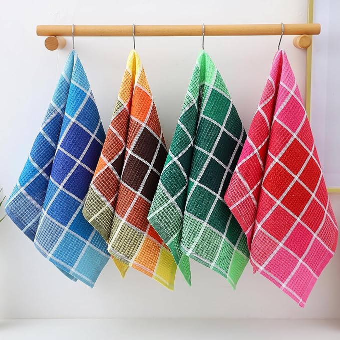 Bright Large Kitchen Towels, 16 Inch x 26 Inch Buffalo Check Dish Towels