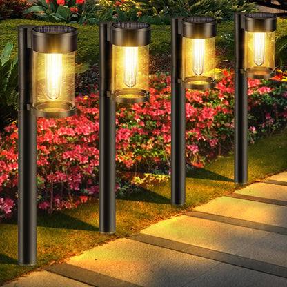 Solar Pathway Lights Outdoor, 10 Pack Metal & Glass Solar Lights Outdoor Waterproof Landscape Path Lights for Outside Yard Lawn Walkway Driveway Garden Decor