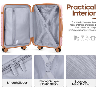 UKEIN PRO Luggage Sets 7 Piece, Durable Hardside ABS Carry on Luggage with Spinner Wheels & YKK Zipper TSA Lock, Large Checked Travel Suitcase With Backpack Set for Men and Women,20/24/28 Inch