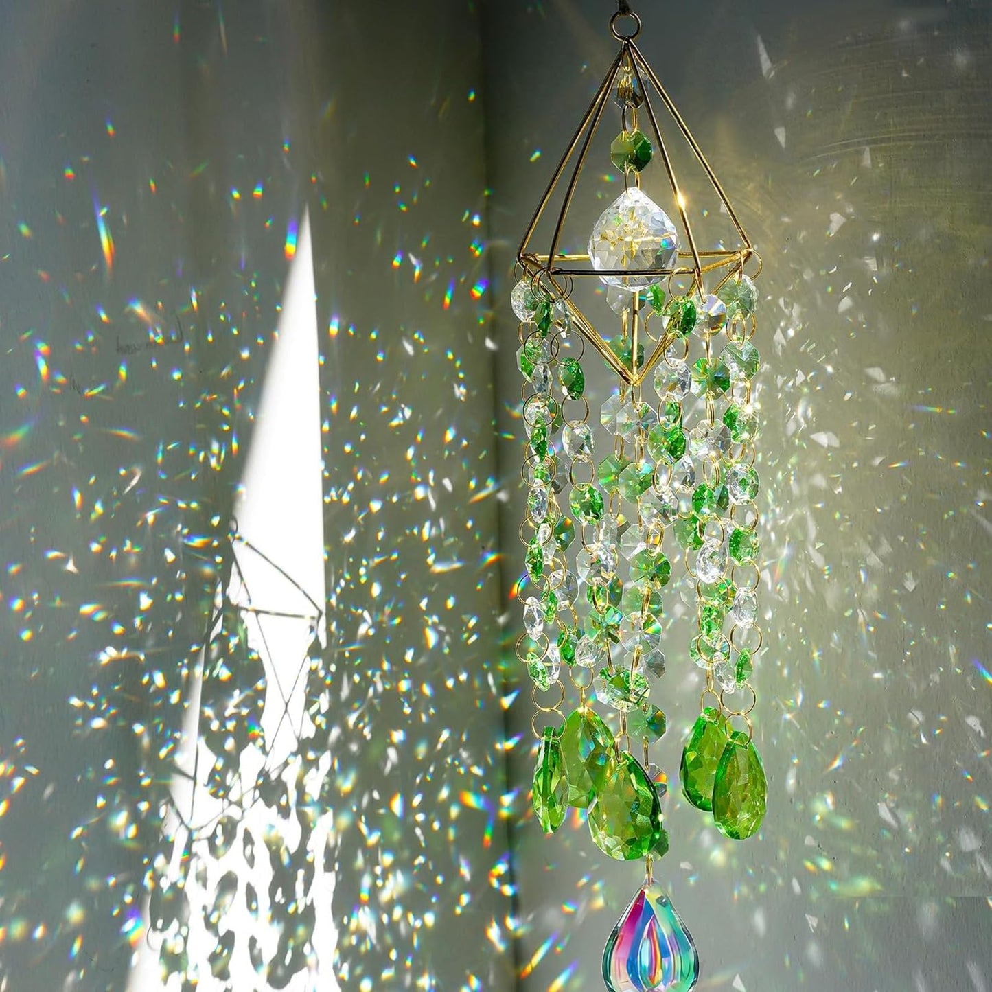 YummyCarrot Sun Catcher Crystals for Window Hanging, Rainbow Prism Sun Catcher with Crystal Prisms, Hanging Crystal Suncatchers Indoor Window Decor, Window Suncatcher Light Catcher
