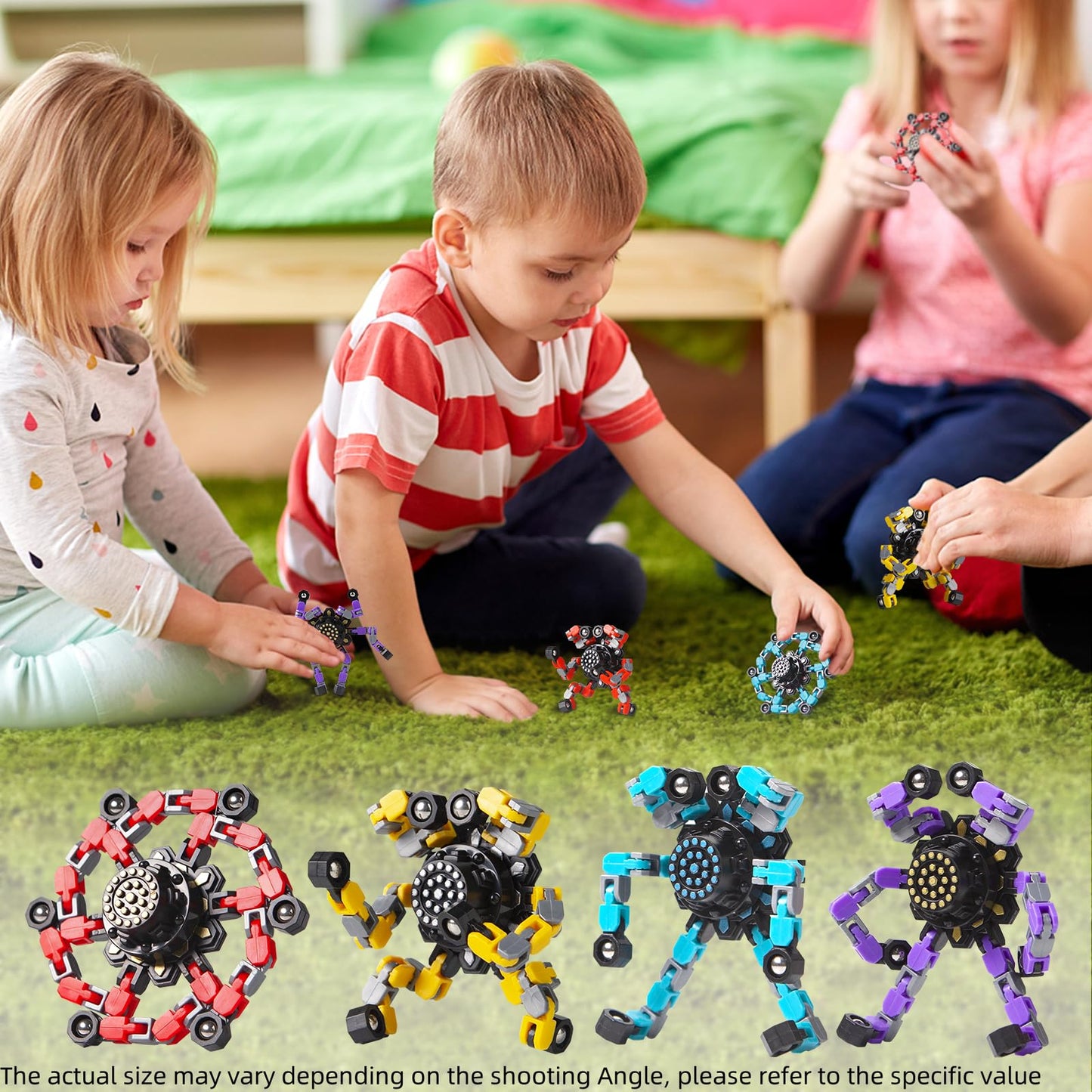 Gokeey Transformable Fidget Spinners 4 Pcs for Kids and Adults Stress Relief Sensory Toys for Boys and Girls Fingertip Gyros for Party Favors Stocking Stuffers Bulk for Kids
