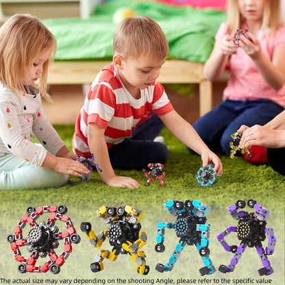Gokeey Transformable Fidget Spinners 4 Pcs for Kids and Adults Stress Relief Sensory Toys for Boys and Girls Fingertip Gyros for Party Favors Stocking Stuffers Bulk for Kids
