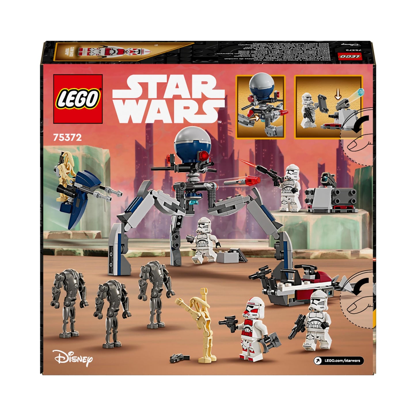LEGO Star Wars Clone Trooper & Battle Droid Battle Pack, incl. 4 Minifigures, 5 Droids and a Speeder Bike with Shooters - Building Toys for 7+ Year Old Boys & Girls 75372
