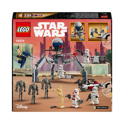 LEGO Star Wars Clone Trooper & Battle Droid Battle Pack, incl. 4 Minifigures, 5 Droids and a Speeder Bike with Shooters - Building Toys for 7+ Year Old Boys & Girls 75372