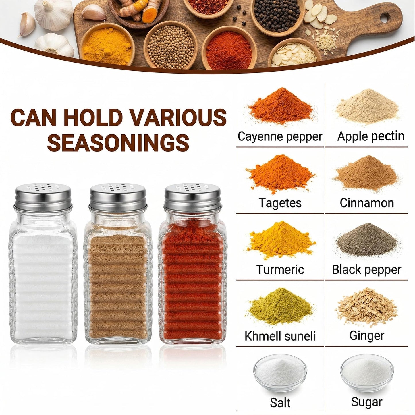 WUWEOT 30 Pack Salt and Pepper Shakers, 3.3oz Glass Shakers Spice Jar with Metal Lids for Salt, Pepper, Spices, Seasonings, Restaurant & Home Kitchen Supplies