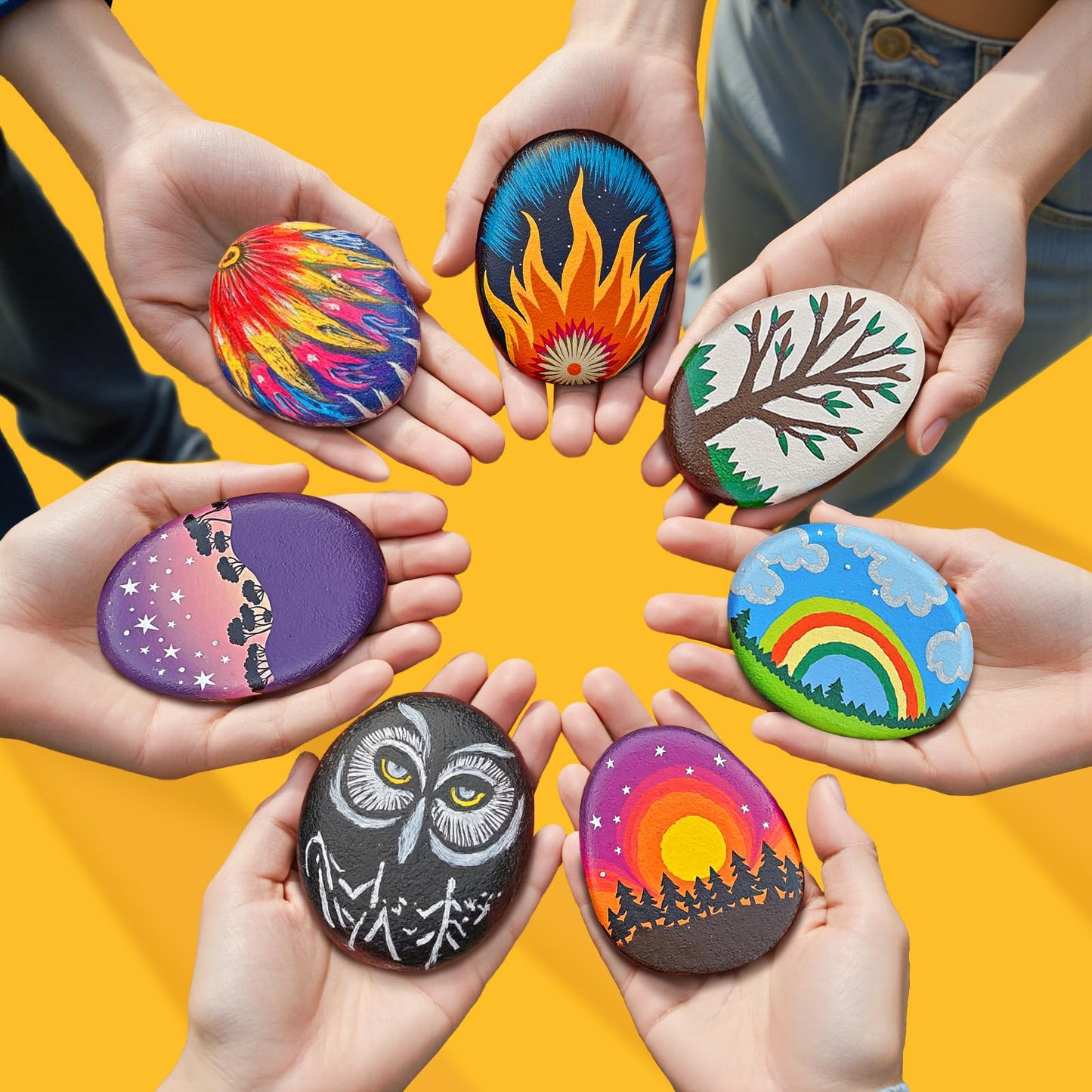 Simetufy 15 Pcs Large Rocks for Painting, 4-5 Inch River Rocks Painting Stones Smooth Flat Rocks for Painting, Natural Rocks to Paint for Arts DIY Crafts Kids Painters