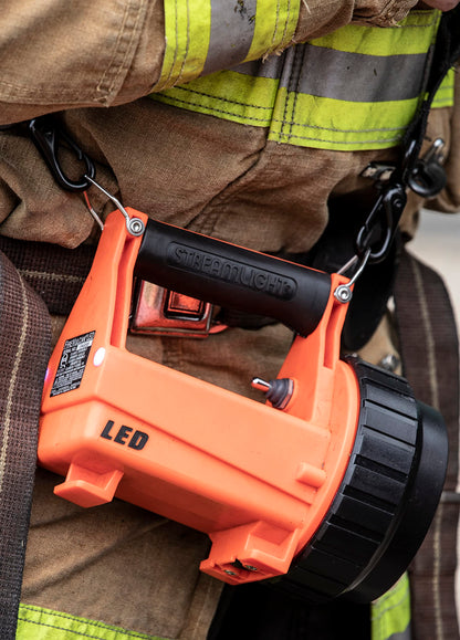 Streamlight 44450 Fire Vulcan 180-Lumen LED Flashlight with Standard System Includes AC/DC Charger, Dual Rear LEDs and Quick Release Shoulder Strap, Orange