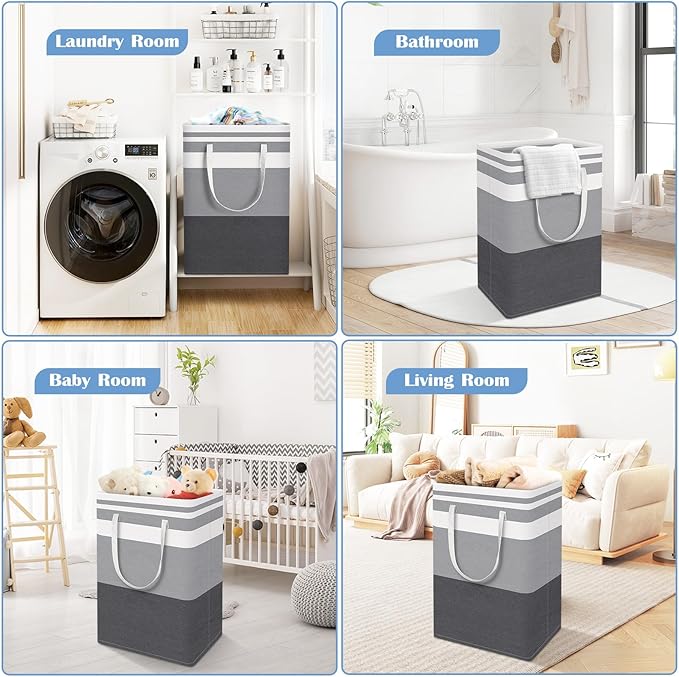 BlissTotes 3-Pack Laundry Basket, Freestanding＆Waterproof Laundry Hamper