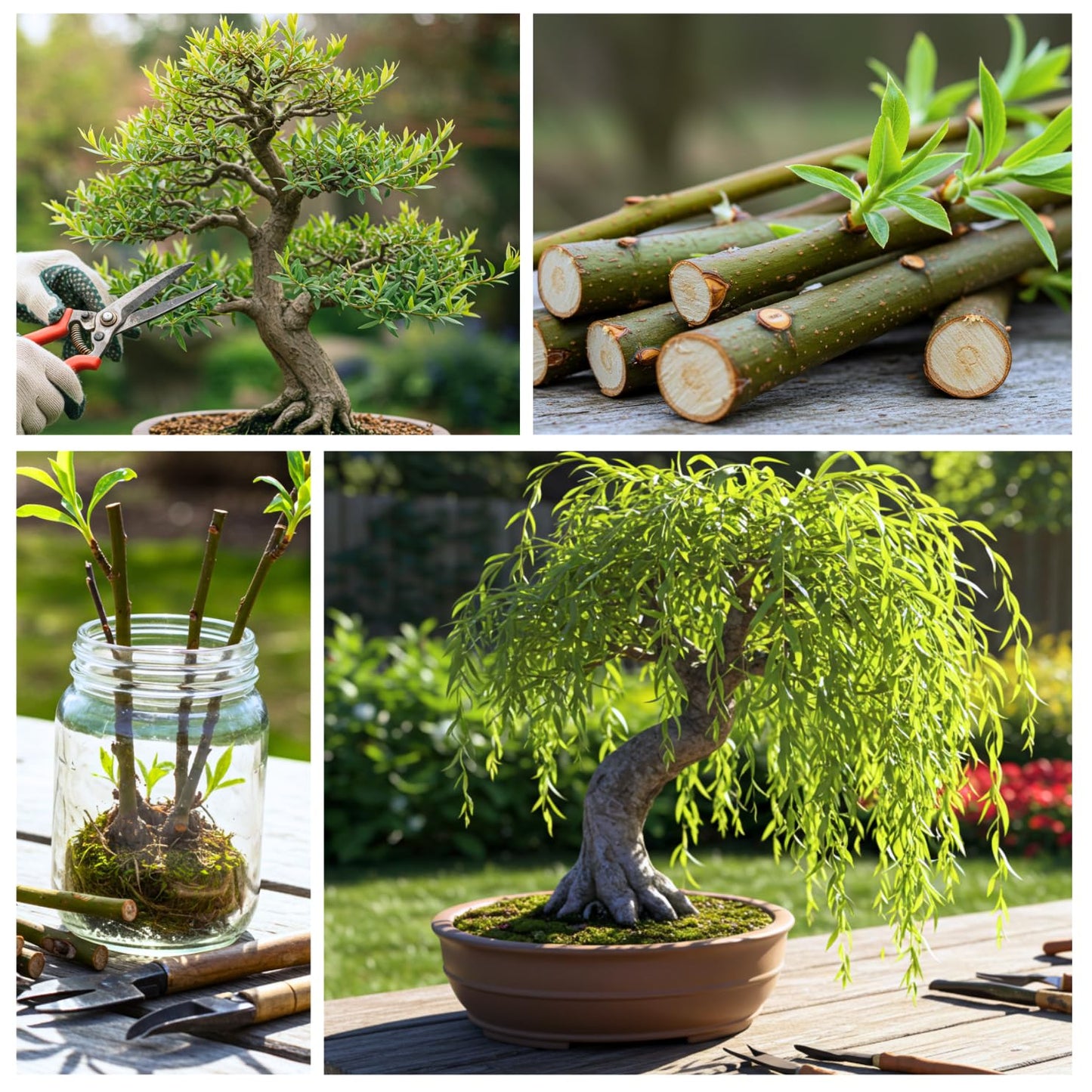 Hey Dina Willow Bonsai Tree - Thick Trunk Cutting, Fast Growing - Easy Care Indoor/Outdoor Bonsai – Living Gift for Beginners or Plant Enthusiasts