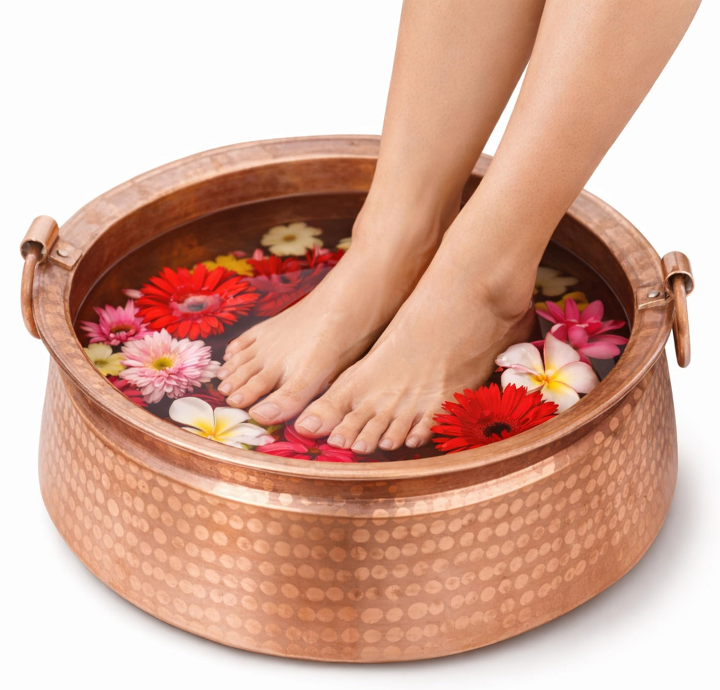 Himalayan Craft Pure Copper Foot Spa Bowl 11-12 Inch Handmade Nepali Khadkulo, Hammered Copper Pedicure Basin for Foot Soak, Relaxation & Wellness, Small to Medium Feet