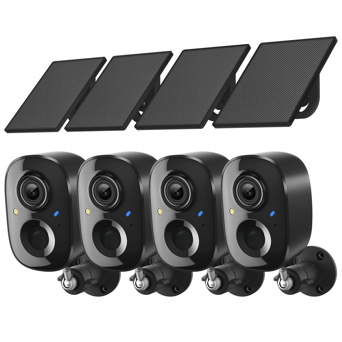2K FHD Security Camera Wireless Outdoor Cameras for Home Security,AI Human Detection,Instant Alert,Color Night Vision,SD/Cloud Storage,Solar/Battery Powered,2.4G WIFI Only,Spotlight,Siren Alarm,4 Pack
