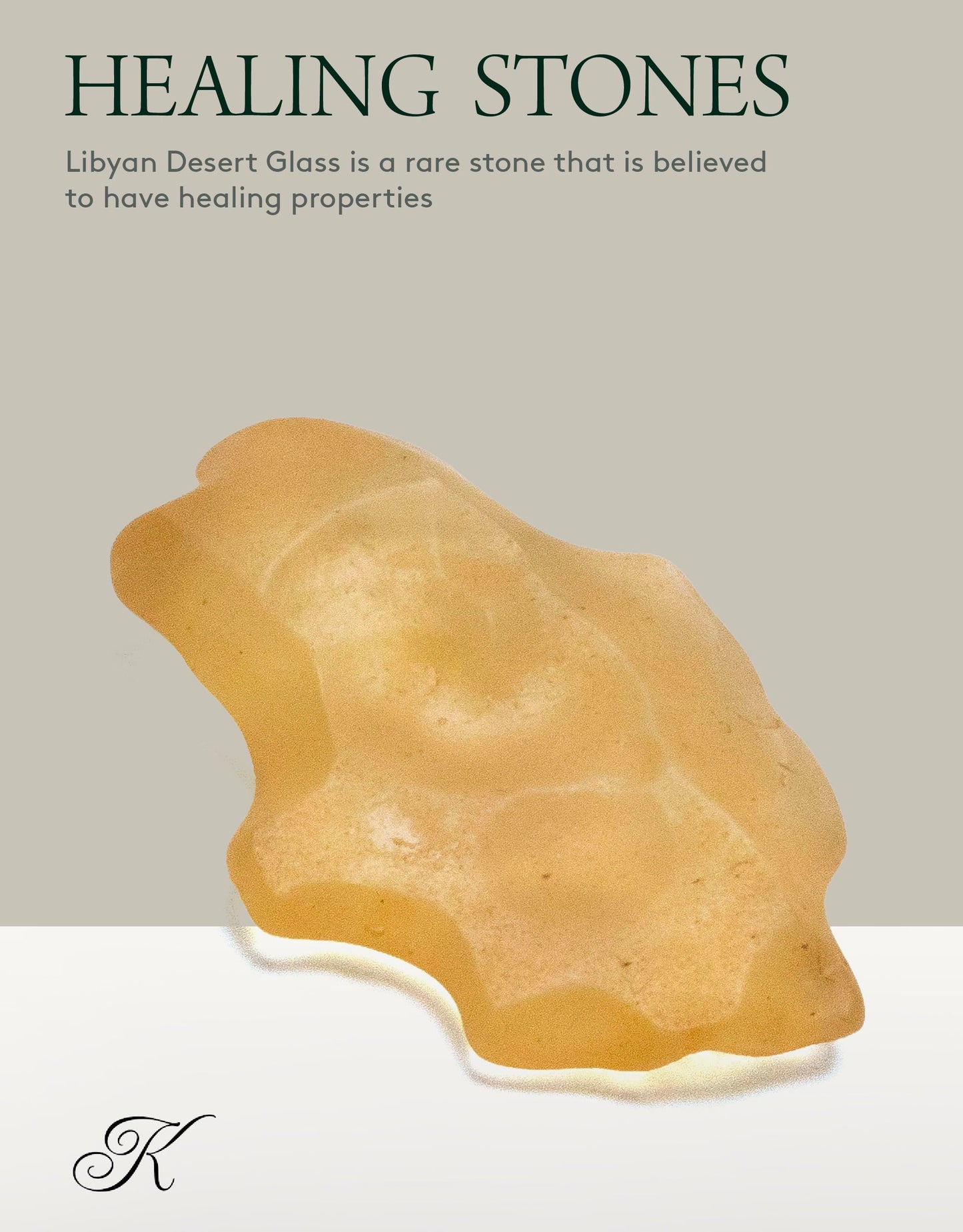 KALIFANO Libyan Desert Glass Tektite (10-25 Carats!) with Healing & Calming Effects - AAA+ High Energy Desierto Libio Reiki Crystal Used for Spiritual Awakening (Information Card Included)