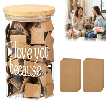 IEEGODA I Love You Jar with 100 Blank Love Notes, What I Love About You Memory Jar Gift, Mother’s Day Anniversary Birthday Present for Mom Boyfriend Girlfriend Family Friends (#1)