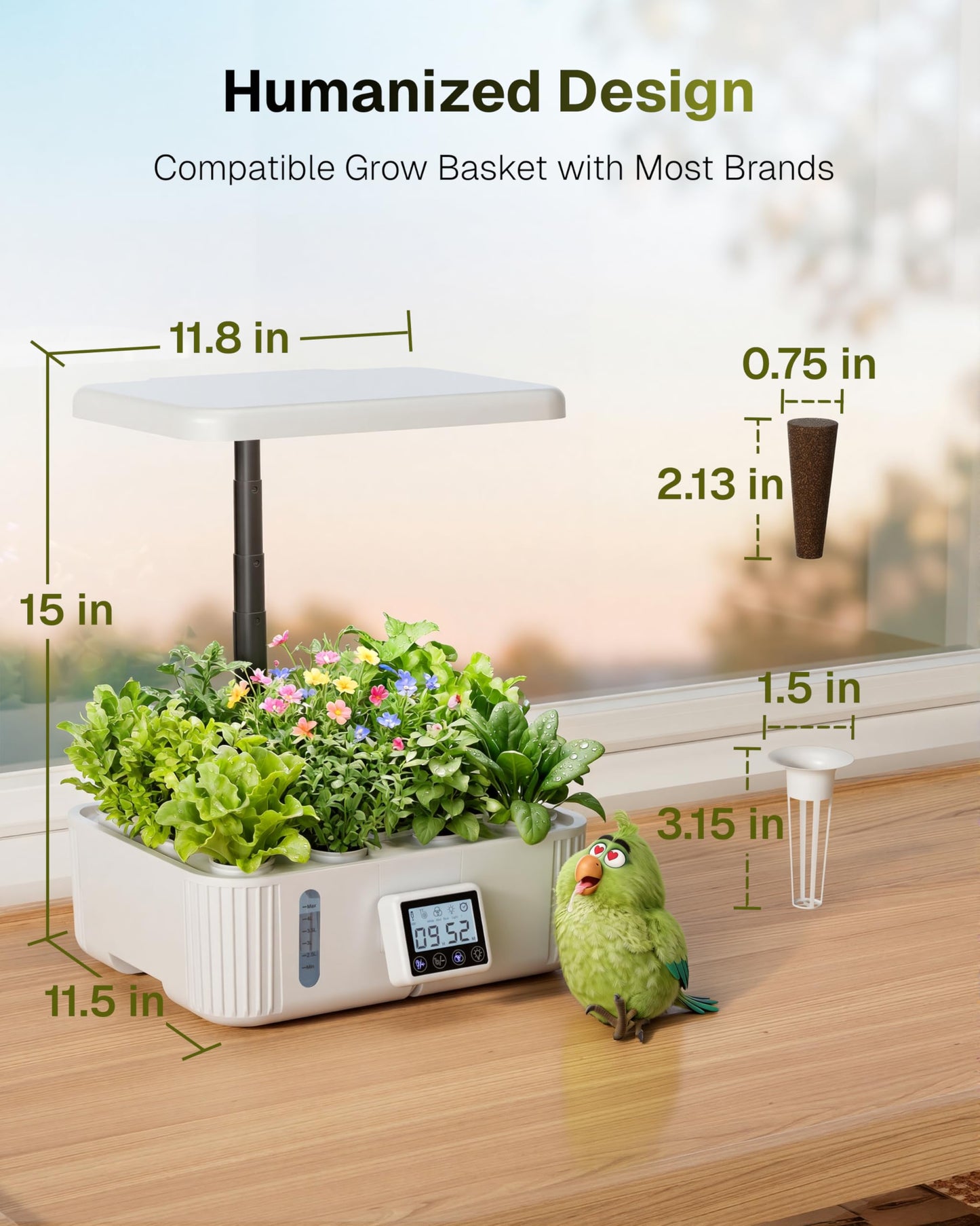 HBN Indoor Garden Hydroponics Growing System, 12 Pods Plant Germination Kit with LED Grow Light, LCD Touch Panel Quiet Automatic Hydroponic Height Adjustable - Grower Harvest Vegetable Lettuce