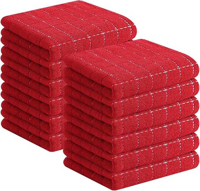 Homaxy 100% Cotton Terry Kitchen Towels, Checkered Designed, Soft and Super