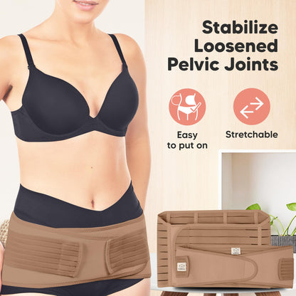 3 in 1 Postpartum Belly Support Recovery Wrap – Postpartum Belly Band, After Birth Brace, Slimming Girdles, Body Shaper Waist Shapewear,Post Surgery Pregnancy Belly Support Band (Warm Tan, M/L)