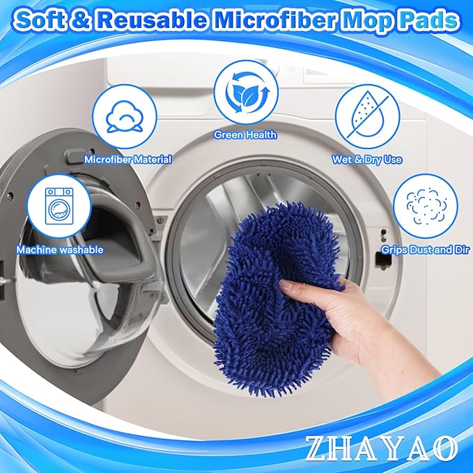 Coral Fleece Mop Pads, Reusable Wet/Dry Compatible