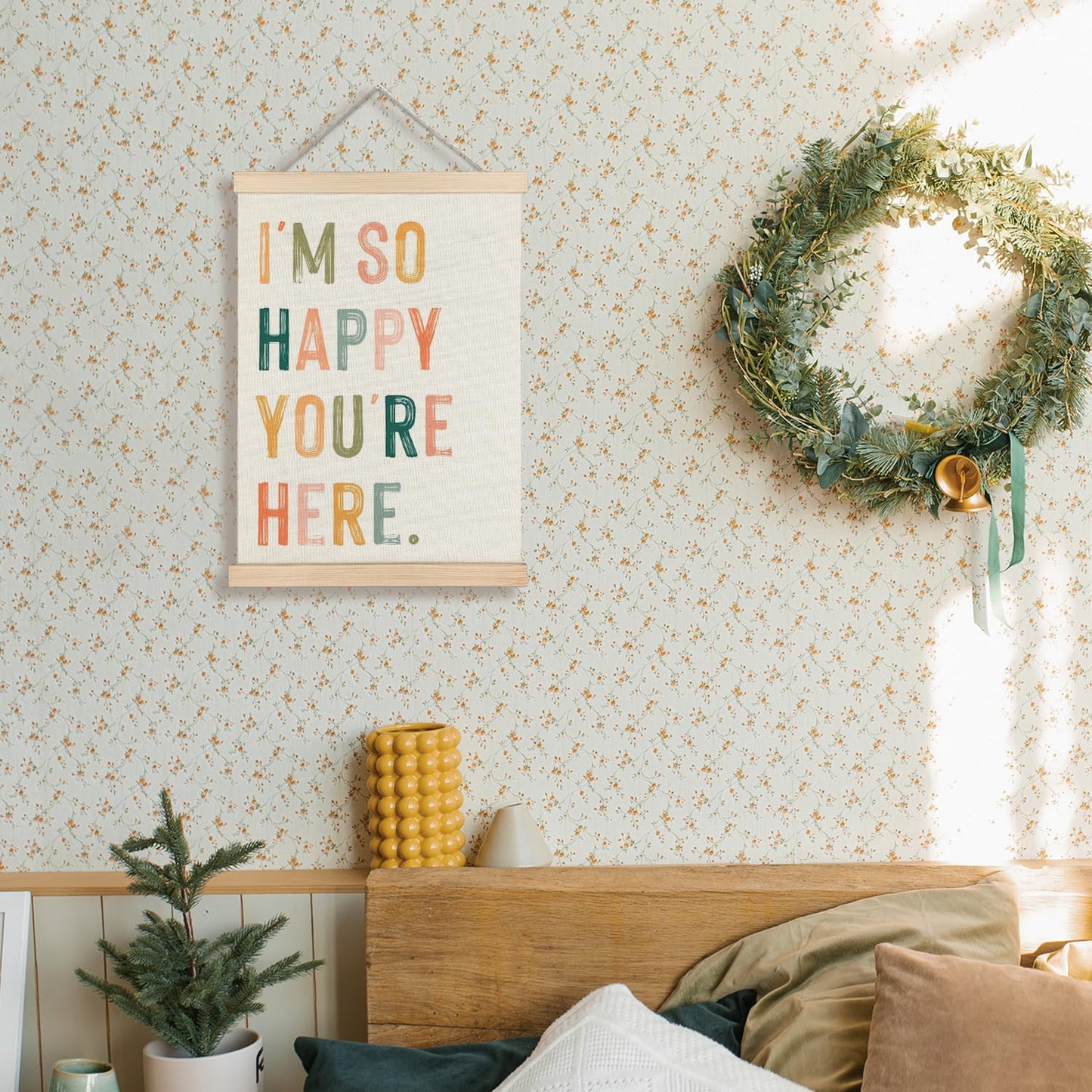 Supwhd Boho Classroom Decor, I'm so Happy You are Here Wall Art Poster, Inspirational Wall Decor, Boho Classroom Wall Art Poster for Classroom Playroom Kids Room Decor, 12x16 Inches